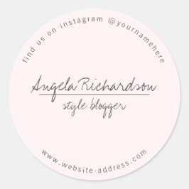 Minimalistisches handgeschriebenes Rosa Runder Aufkleber