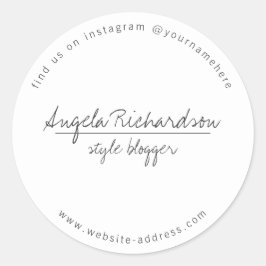 Minimalistisches handgeschriebenes Weißes Runder Aufkleber