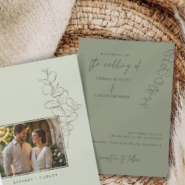 Minimalistisches handgezeichnetes Eukalyptus-Blätt Einladung