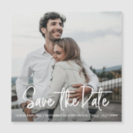 Minimalistisches Handschrift-Save the Date Foto Magneteinladung