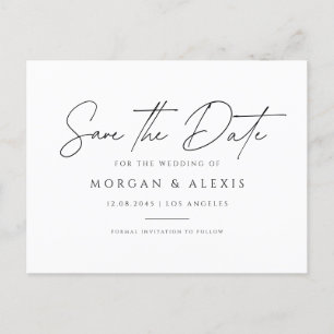 Minimalistisches Handschriftzeichen Save the Date Postkarte