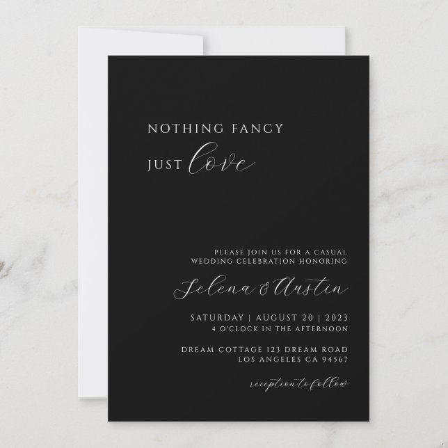Minimalistisches Handscript Nichts Extravagant nur Einladung (Vorderseite)