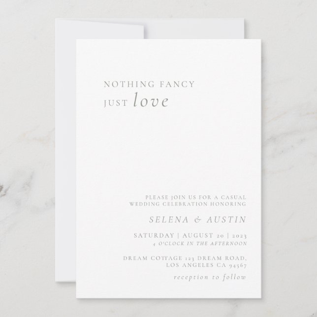 Minimalistisches Handscript Nichts Extravagant nur Einladung (Vorderseite)
