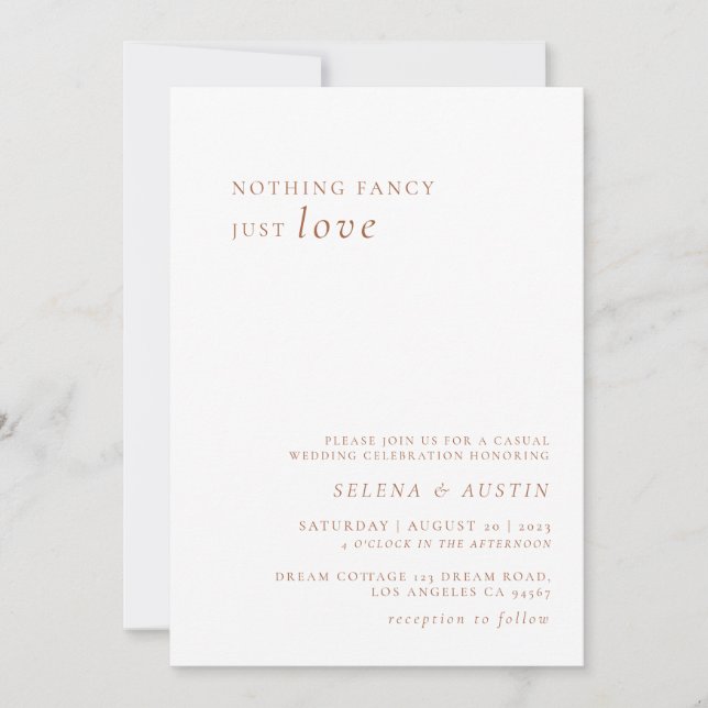 Minimalistisches Handscript Nichts Extravagant nur Einladung (Vorderseite)