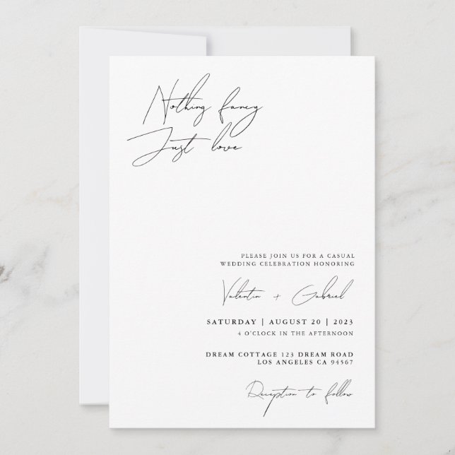 Minimalistisches Handscript Nichts Extravagant nur Einladung (Vorderseite)