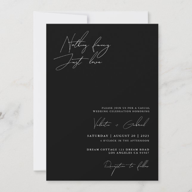 Minimalistisches Handscript Nichts Extravagant nur Einladung (Vorderseite)