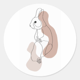Minimalistisches Hasen-Linienkunst-Sticker Runder Aufkleber