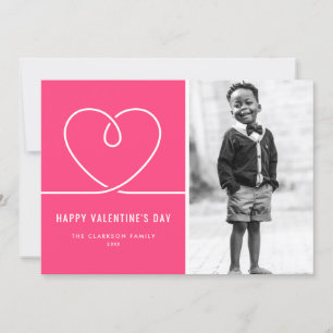 Minimalistisches Heart Hot Pink Valentine's Day Fo Feiertagskarte