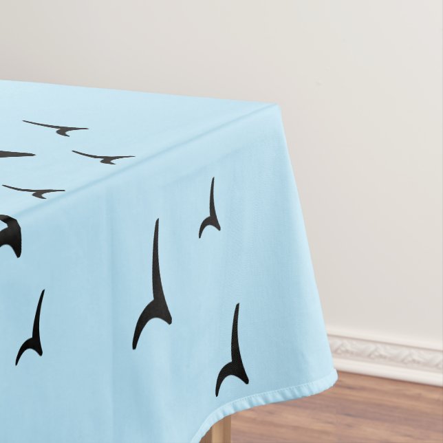 Minimalistisches, hellblaues Vogelflugmuster Tischdecke (Beispiel)