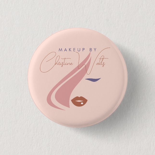 Minimalistisches helles Pfirsichpink Makeup Artist Button (Vorderseite)