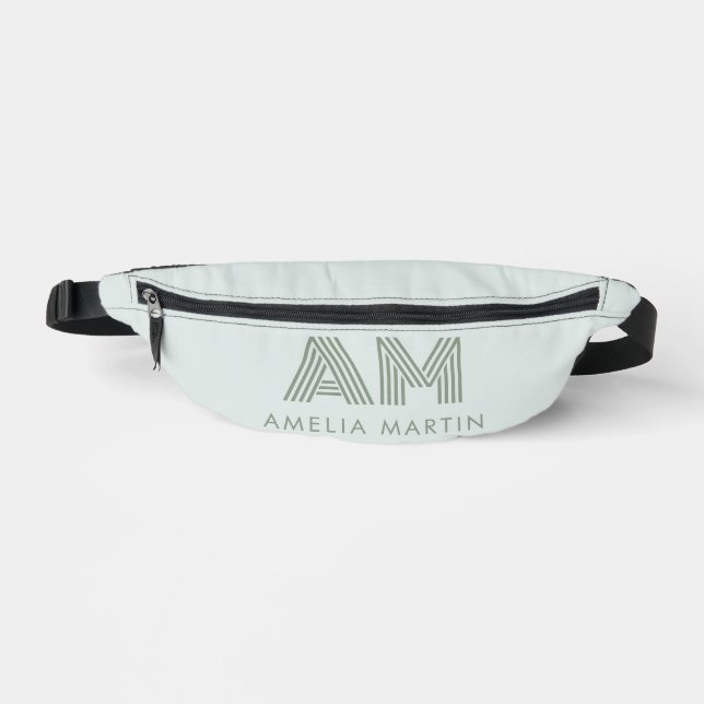 Minimalistisches Hellgrün Geometrisches Benutzerde Bauchtasche (Vorderseite)