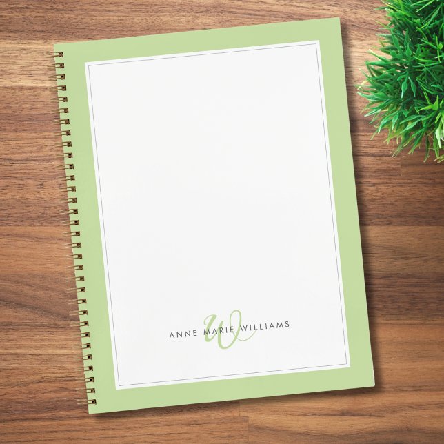 Minimalistisches Hellgrün-Zwei-Rahmen-Monogramm Notizbuch (Von Creator hochgeladen)