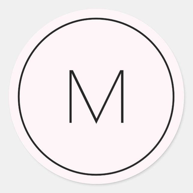 Minimalistisches hellrosa Chic Einfache Monogramm Runder Aufkleber (Vorderseite)