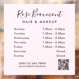 Minimalistisches, hellrosa Geschäftszeiten Fenster Fensteraufkleber