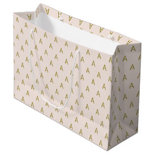 Minimalistisches Hellrosa-Monogramm Große Geschenktüte