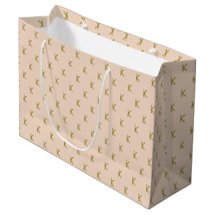 Minimalistisches Hellrosa-Monogramm Große Geschenktüte