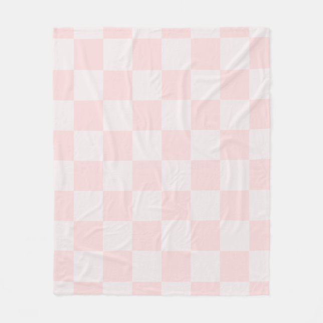 Minimalistisches Hellrosa Neutrales Karomuster Fleecedecke (Vorderseite)