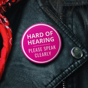 Minimalistisches Hellrosa-Text Schwerhörig Button