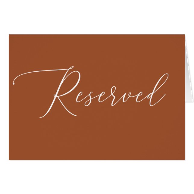 Minimalistisches Herbst-Reserviert-Schild | Sienna (Vorderseite (Horizontal))