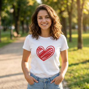 Minimalistisches Herz-Grafik weißes Damen-T-Shirt T-Shirt
