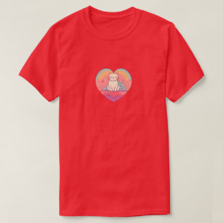 Minimalistisches Herz Katzen T-Shirt