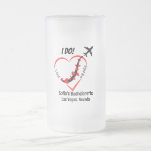 Minimalistisches Herz und Flugzeug Mattglas Bierglas