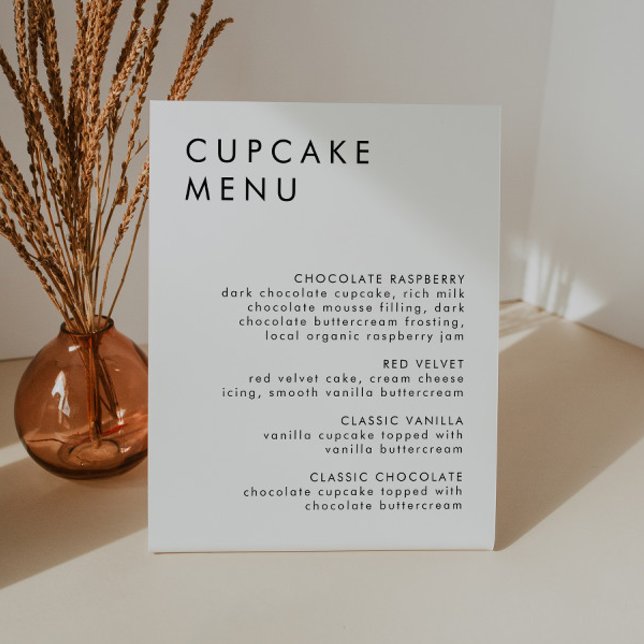 Minimalistisches Hochzeitdessert Bar Cupcake Menü  Sockelschild (Von Creator hochgeladen)