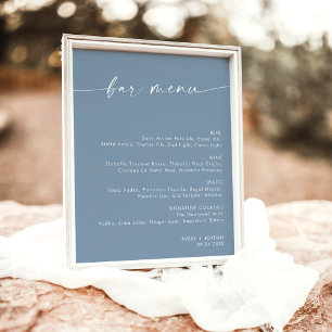 Minimalistisches Hochzeitmenü, Blue Drink Bar Poster