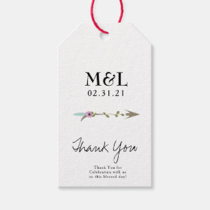 Minimalistisches Hochzeits-Danke-Pfeil-Schrift-Log Geschenkanhänger