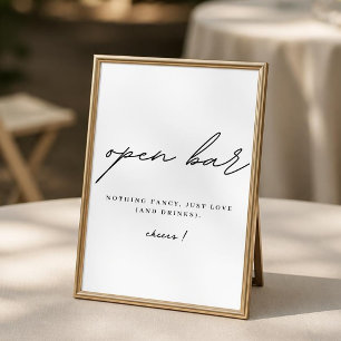 Minimalistisches Hochzeits-Open-Bar-Schild Plakat