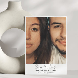 Minimalistisches Hochzeitsfoto-Script-Hochzeits-QR Save The Date