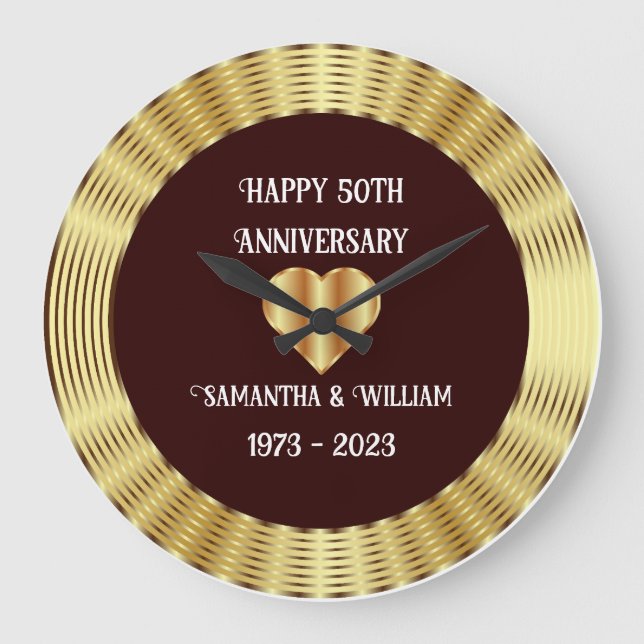 Minimalistisches Hochzeitsjubiläum für Burgund und Große Wanduhr (Vorderseite)