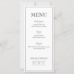 Minimalistisches Hochzeitsmenü