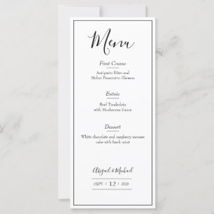 Minimalistisches Hochzeitsmenü