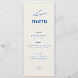 Minimalistisches Hochzeitsmenü – Elegante Blaue Ty Menükarte