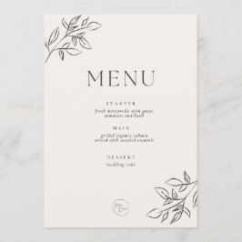 Minimalistisches Hochzeitsmenü – Elegantes Botanis Menükarte