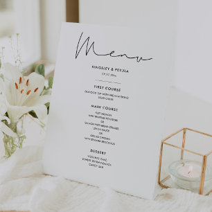 Minimalistisches Hochzeitsmenü in Handschrift Sockelschild