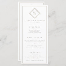 Minimalistisches Hochzeitsmenü in Weiß/Beige