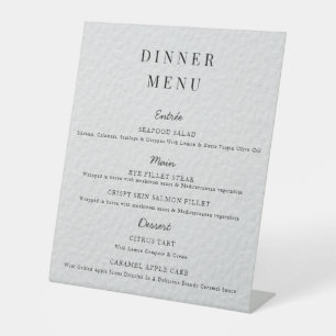 Minimalistisches Hochzeitsmenü Poster Einfache Hoc Sockelschild