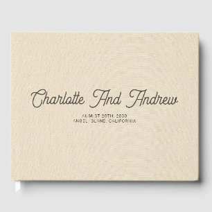 Minimalistisches Hochzeitsmonogramm Creme-Faux-Lei Gästebuch