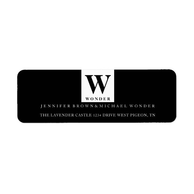 Minimalistisches Hochzeitsmonogramm Schwarz (Vorne)