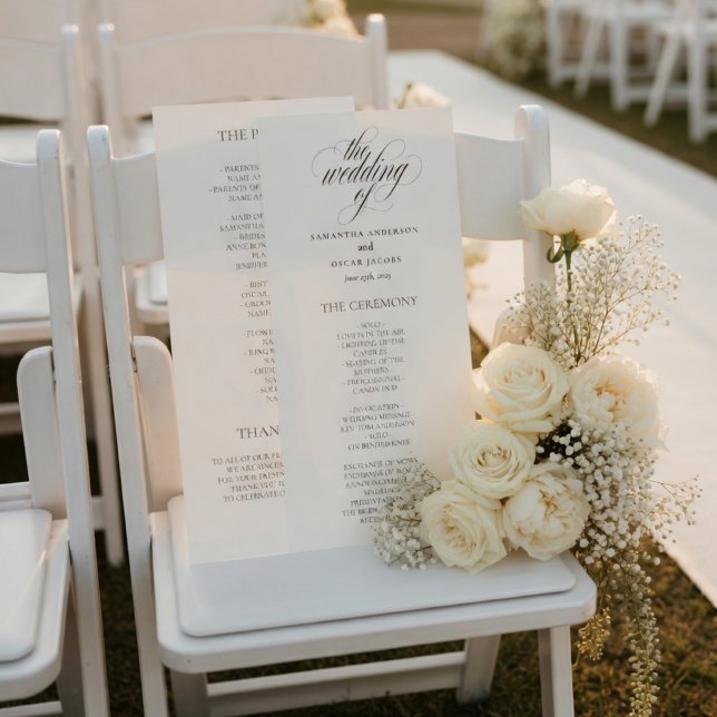 Minimalistisches Hochzeitsprogramm Elegantes Skrip Menükarte (Von Creator hochgeladen)