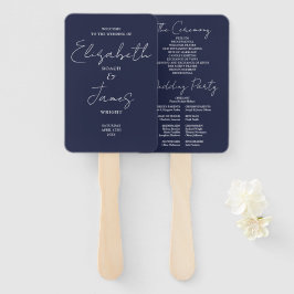 Minimalistisches Hochzeitsprogramm für Navy Blue Fächer
