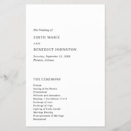 Minimalistisches Hochzeitsprogramm für Schwarz und