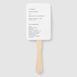 Minimalistisches Hochzeitsprogramm für Schwarz und Fächer