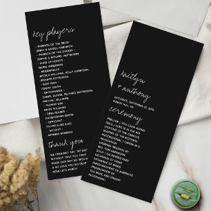 Minimalistisches Hochzeitsprogramm für Schwarzweiß Werbekarte