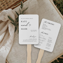 Minimalistisches Hochzeitsprogramm-Handfächer Fächer