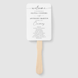 Minimalistisches Hochzeitsprogramm Handfan Fächer