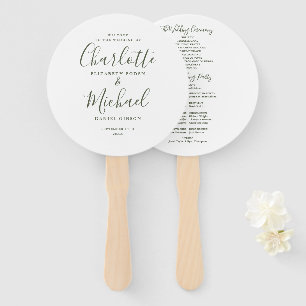 Minimalistisches Hochzeitsprogramm in Olivgrün Fächer
