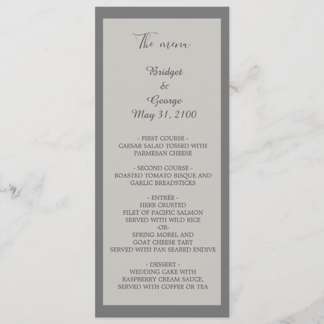 minimalistisches Hochzeitsprogramm und Menü Programm (Vorderseite)